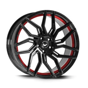 BARRACUDA DRAGOON Higloss-Black undercut Trimline red Wheel 9x19 - 19 inch 5x112 bolt circle