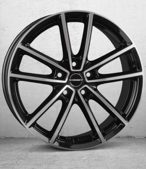 Borbet W black polished glossy Wheel 8x18 inch 5x108 bolt circle