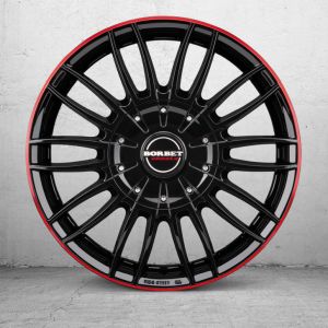 Borbet CW3 black glossy red ring Wheel 7,5x18 inch 5x160 bolt circle