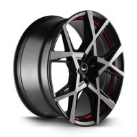 BARRACUDA PROJECT X Black brushed Surface undercut Trimline red Wheel 10x22 - 22 inch 5x108 bolt circle