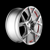 BARRACUDA PROJECT X Silver-brushed-Surface undercut Trimline red Wheel 10x22 - 22 inch 5x108 bolt circle